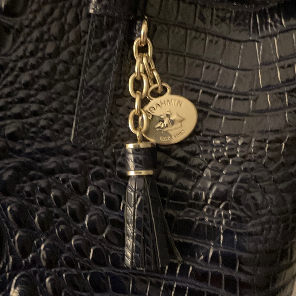 Navy Brahmin Medium Asher-Ink Leather tote - Picture 3 of 7